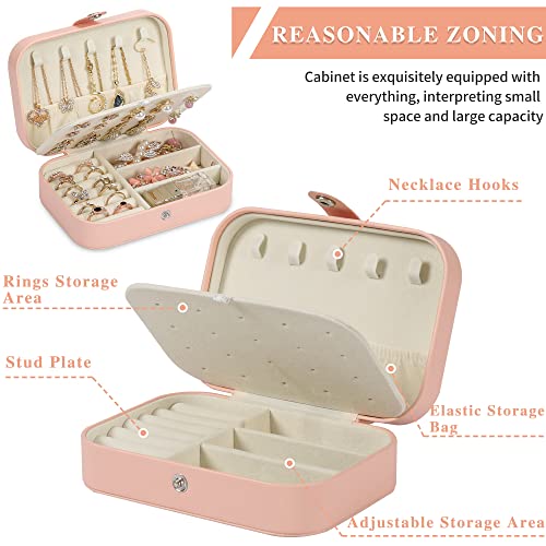 XZUZ Travel Jewelry Box, PU leather Small Jewelry Organizer For Female Girls, double layer portable mini travel case for s...