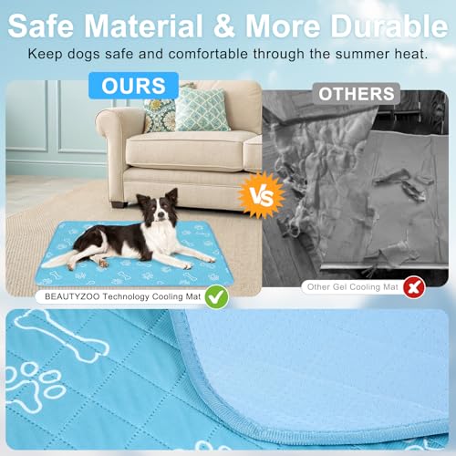 BEAUTYZOO Upgraded Dog Self Cooling Mat Ice Silk Chill Pads for Small Medium Large Dogs Q-MAX＞0.43- Summer Reusable Pet Tr...