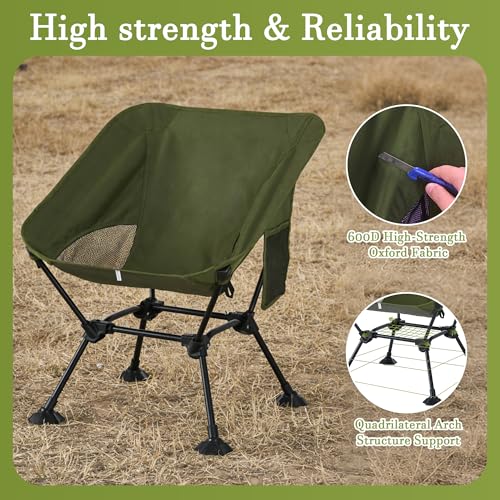 Cuzobro Ultralight Camping Chair,Compact Folding Chair with Anti-Sinking Large Feet and Storage Bag,Lightweight Backpack C...