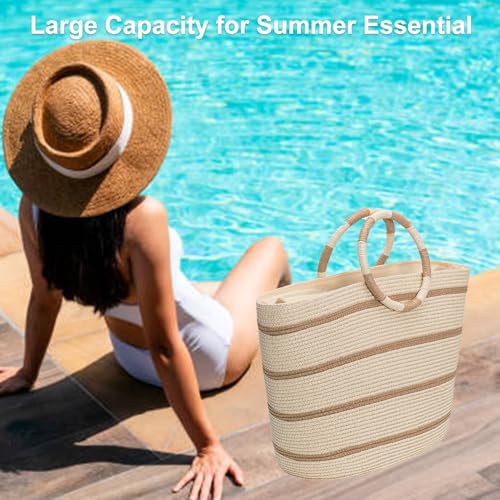 TOFUNTOY Beach Bags for Women Straw Tote Bag Summer Beach Bag Large Woven Straw Tote for Vacation Holiday