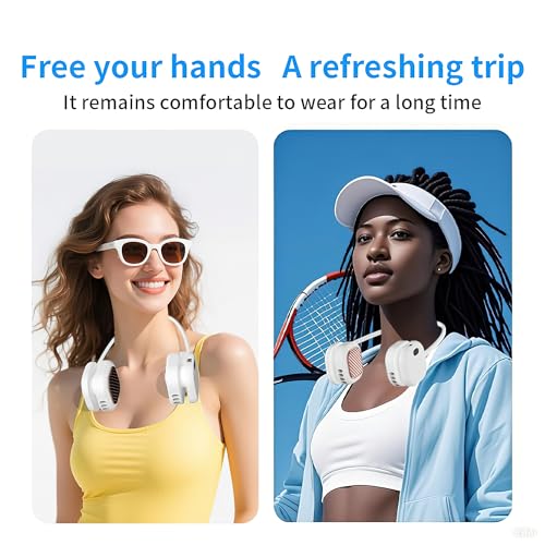Suzii Portable Neck Fan Rechargeable, Hands Free Bladeless Personal Fan with 5 Speeds, Lightweight Foldable Wearable Cooli...