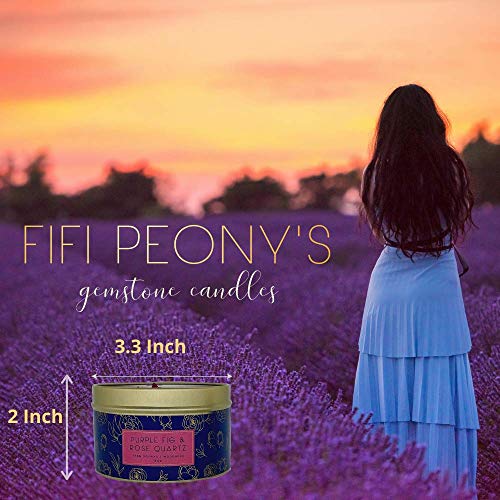 Fifi Peony's Gemstone Candles - Infused with Healing Rose Quartz Crystals and Hand Placed Dried Flowers. Scented with Soot...