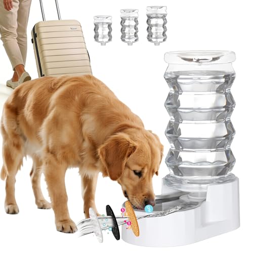 RIZZARI Gravity Dog Water Dispenser: Ion Exchange System with Activated Carbon-Helps Prevent Urinary Stones-8L Large Auto-...