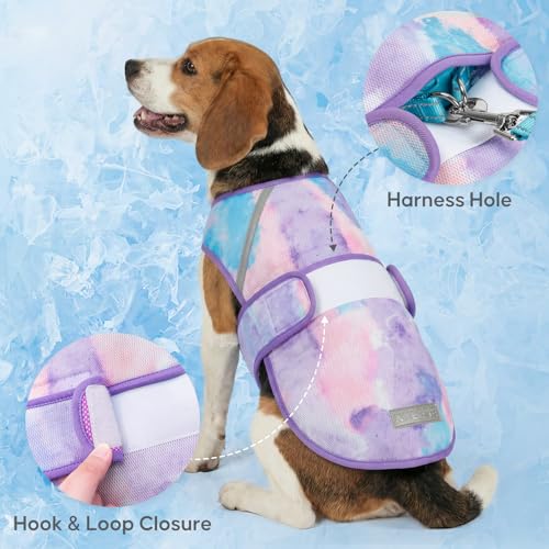 KYEESE Dog Cooling Vest, Lightweight Dog Cooler Jacket, 3D Breathable Mesh Pet Cooling Shirts for Summer with Reflective S...