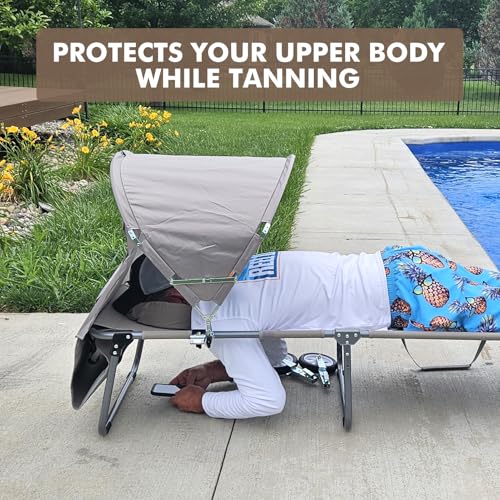 Tanning Chair with Sun Canopy Face Hole Softer Padded Adjustable Washable, Heavy Duty Layout Folding Lounge Chair for Adul...