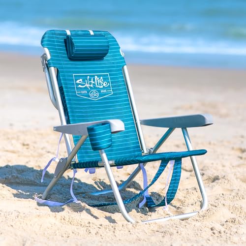 Salt Life Marina 5-Position Backpack Beach Chair (Boardwalk Stripe, Pack of 2)
