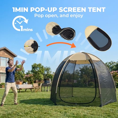 Alvantor® Pop Up Screen House Tent, Snap-fit Mesh Screen Gazebo with Peaked Roof, Portable Screen Room Canopy Shelter with...