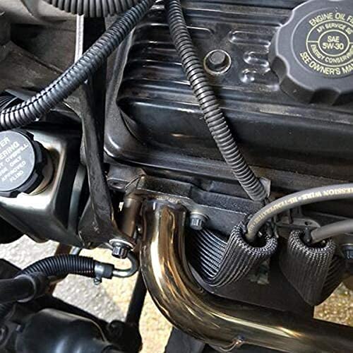 Spark Plug Wire Heat Shield Sleeve Protection 2500 High Temp Heat Tape Protect 8-Pack (Black)