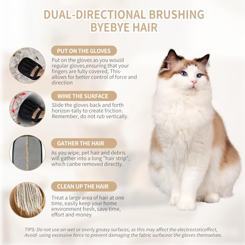 Aiwojiujiu 2 PCS Pet Hair Removal Glove for Cats & Dogs, Newly Pro Five-Finger Electrostatic Pet Hair Remover Gloves, Magi...