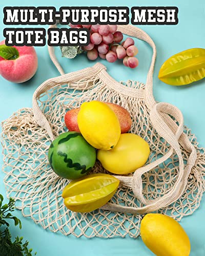 Eccliy 12 Pieces Reusable Cotton Mesh Grocery Bag Farmers Bags Net Shopping Beach Organizer Bulk Aesthetic Portable Tote w...