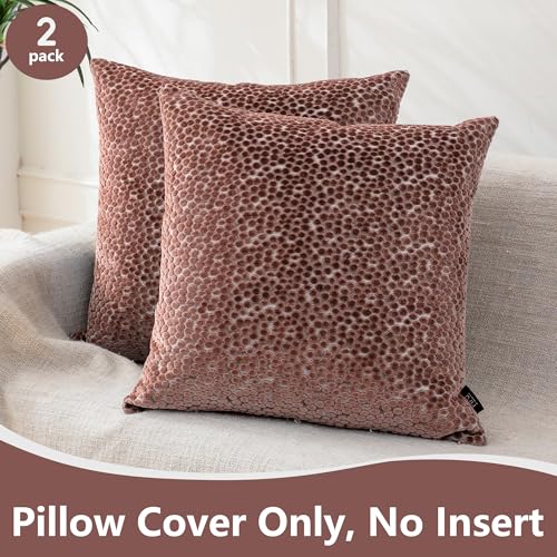 FIFU Couch Throw Pillow Covers 20x20 Inch Set of 2 - Jacquard Velvet Front & Neutral Textured Back, Decorative Cushion Cov...