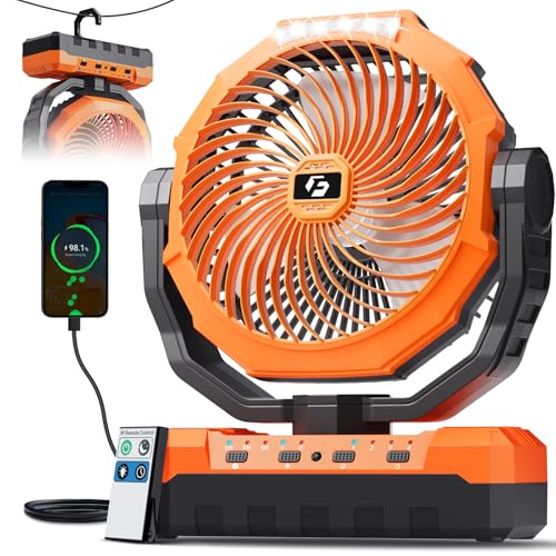 FRIZCOL 3-in-1 Camping Fan - Portable Fans Rechargeable - 24000mAh Battery Powered Fan with Light & Remote for Indoor, Out...