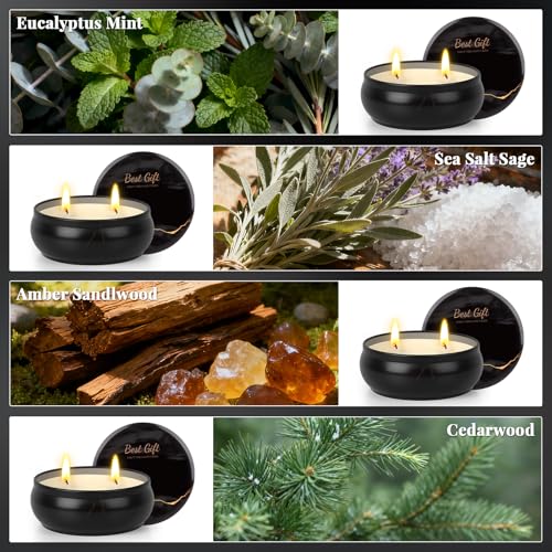 Mens Scented Candle Gift Set 4 Pack Men Candles for Home Scented, 24oz Soy Candle 240 Hour Mens Scented Candle Gift Set fo...