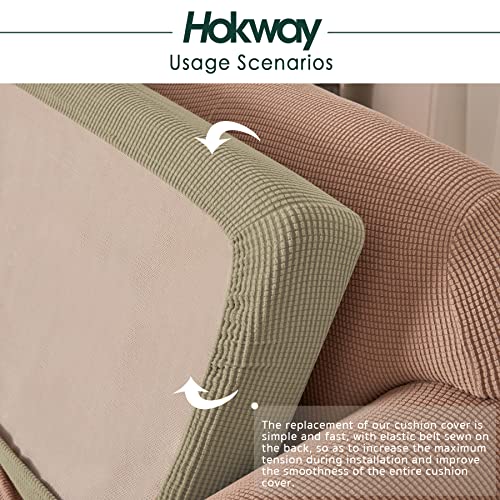Hokway 3 Piece Couch Cushion Slipcovers Stretch Reversible Cushion Replacement Slipcovers Sofa Cushion Covers(Camel, 3)