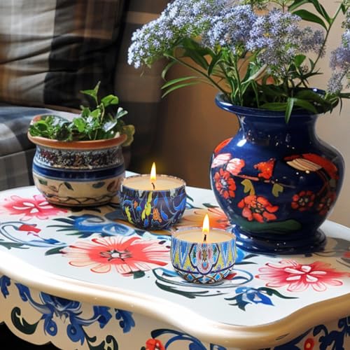 24 Pack Scented Candles Set for Home, Relaxing Stress Relief, Aromatherapy, Russian Patterns - Natural Soy Wax and Fragran...