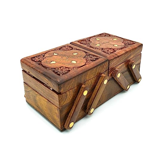 ZYNTIX Wooden Jewelry Organizer - 3 in 1 Jewelry Box with Multiple Compartments for Rings, Necklaces, Earrings - Elegant D...