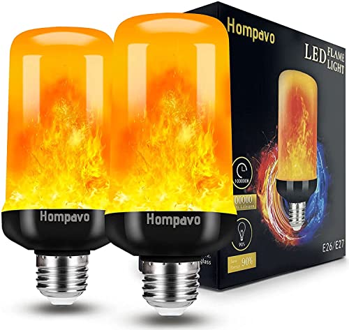 Hompavo 【Upgraded】 LED Flame Light Bulbs, 4 Modes Flickering Light Bulbs with Upside Down Effect, E26/E27 Flame Bulb for H...