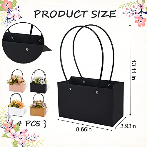 BEISHIDA Multi Flower Gift Bags for Bouquets,4PCS Rectangle Flower Bouquet Box with Handle for Bouquet Packaging Floral Wr...