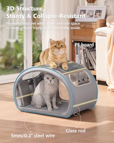 Pecute Cat Cooling House, with Cooling Mat for Small Dogs, Indoor Cat Bed with Insulation and 6 Built-in ice Packs, Foldab...