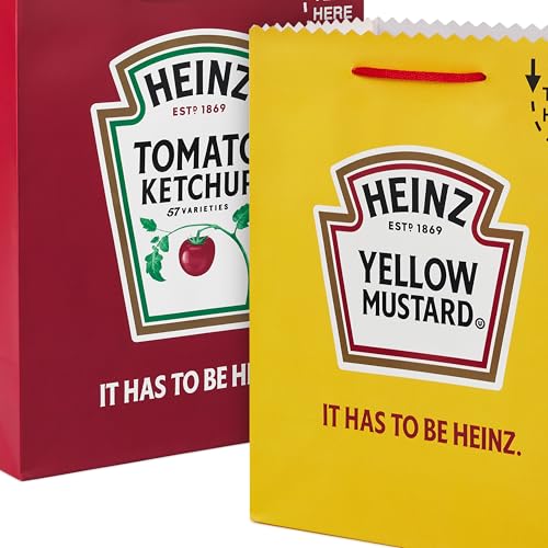 Hallmark Heinz 13" Large Gift Bags (2 Bags: Ketchup and Mustard) for Birthdays, Father's Day, Fourth of July