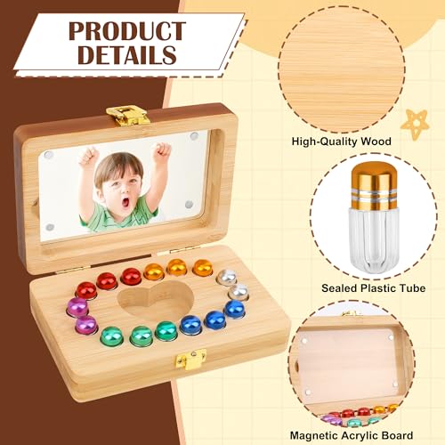 Windspeed Wooden Tooth Boxes for Lost Teeth Box Wooden Baby Tooth Holder for Toddler Milk Teeth Saver Storage Holder with ...