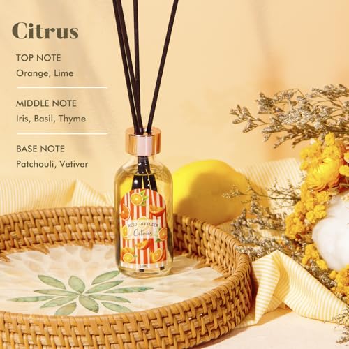 Reed Diffuser Set of 3 Pack, Linen Vanilla Citrus Scented Oil Diffuser with 15 Sticks, Reed Diffusers for Home, Bathroom A...