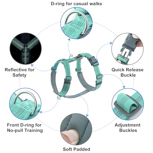 Plutus Pet No Pull Dog Harness, Adjustable Nylon Harness with Soft Padding, Reflective and Heavy Duty Dog Harness for Smal...