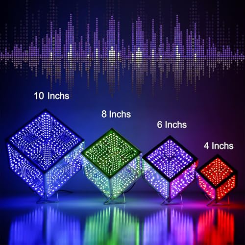 Heepulor Infinity Mirror Hyper Cube Table Lamp, Desk Art Night Light, Color-Changing Music-Sync APP-Controlled Ambient Lig...