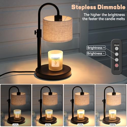 FINCMY Candle Warmer Lamp with Timer, Dimmable Candle Wax Warmer Candle Lamp Warmer with 2 Bulbs, House Warming Gifts Birt...