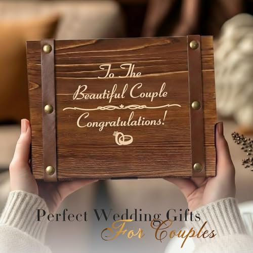JOVGANK Wedding Gifts for Couples 2026, Hubby and Wifey Memory Wooden Box Set, Bridal Shower Gift, His and Hers Gift, Anni...