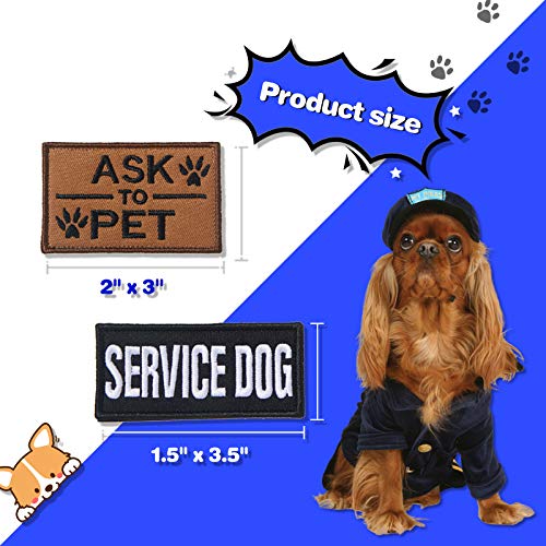 10 Pieces Service Dog Patches Ask to Do Not Pet Patch Vest Removable Tactical Pet in Training Hook and Loop Harness Americ...