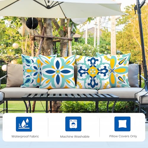 coclothy Outdoor Pillow Covers - 4 Pack Outdoor Pillow Covers 18x18 Waterproof PillowCovers for Patio Furniture Decorative...