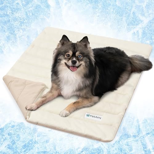 PetAmi Cooling Mat for Dog, Premium Pet Cooling Blanket for Crate Kennel, Indoor Cat Cool Sleeping Pad, Q-MAX Cold Sofa Co...