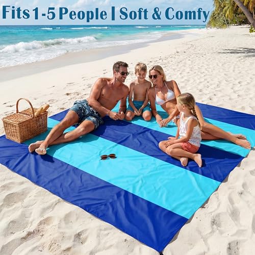 Famstar Beach Blanket Oversized Extra Large 78" X 81",Waterproof Sandproof Beach Blanket 1-7 Adults Lightweight Durable fo...