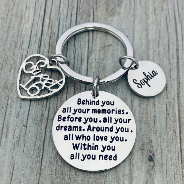 Infinity Collection Sweet 16 Keychain for Girls with Inspirational Quote and Custom Name Charm – Sweet Sixteen Gift for Te...