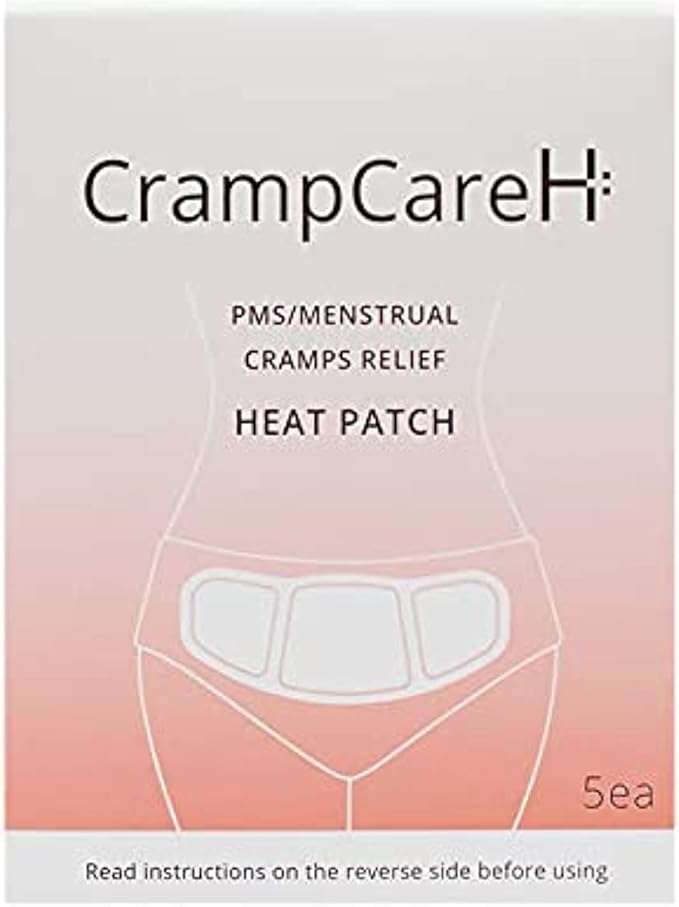 (5 Patches) CrampCareH PMS/Menstrual Cramps Relief Heat Patch with Wide Wings, FDA Registered