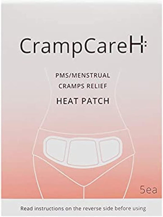 (5 Patches) CrampCareH PMS/Menstrual Cramps Relief Heat Patch with Wide Wings, FDA Registered