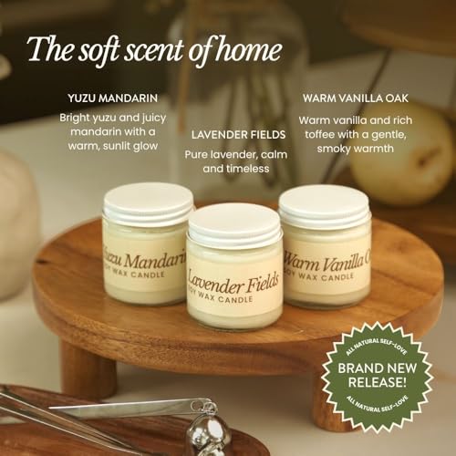 Bare Botanics Soy Candle Gift Set 3 pcs - 100% Plant-Based Fragrance Oils - Premium, Non-Toxic Candle - Softly Scented Nat...