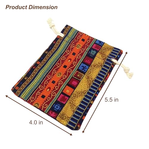 GALAOMA 12pc Egyptian Style Jewelry Coin Pouches Aztec Print Drawstring Gift Bag Party Accessories Brocade Cotton Sachet C...
