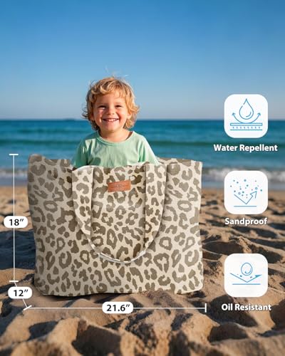 GLORIEROO Extra Large Beach Bag for Women - Sandproof Over-Size Carry On Beach Essentials Tote with 5 Pockets Gifts for Women