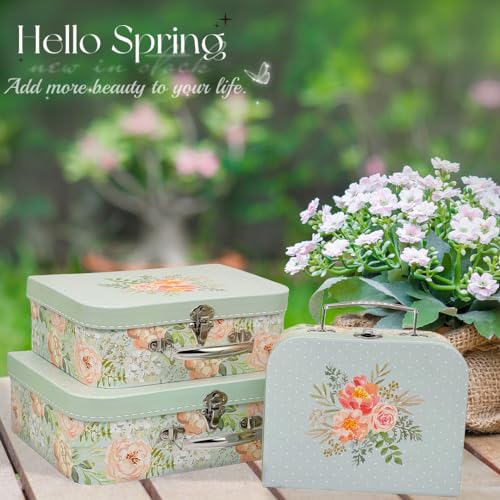 Amedoo Paperboard Suitcases (Set of 3) Decorative Storage Boxes Gift Boxes With Lids for Photo Storage Home Decoration Wed...