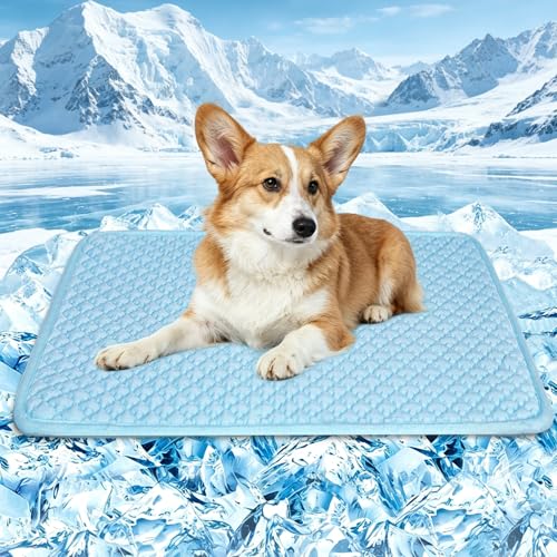 SOMOYA Upgrade Dogs Cooling Mat (Q-Max>0.45) Thicken Washable Non-Slip Cooling Pads Blanket Sleeping Kennel Mat,Washable I...