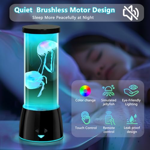 LEDHOLYT Cool Jellyfish Lamp – Remote Dimmable Control Multi & 17 Color Changing Mood Light – Gifts for Kids,Holiday Gift ...