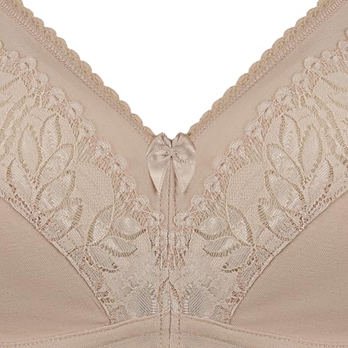 Rosme Plus Size Wireless Soft Bra Padded Straps Unpadded Lingerie Galla Black Beige White