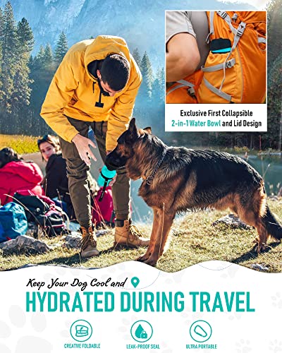 lesotc Dog Water Bottle, Portable Water Dispenser with Bowl, Leak Proof Pet Travel Squeeze Bottle, Puppy Essentials Dog St...