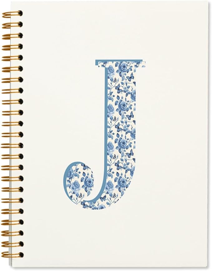 ShowDraven Blue Cute Initial Notebook Journal Diary Libretas Escolares J, Preppy Cute Aesthetic Personalized Notebook Gift...