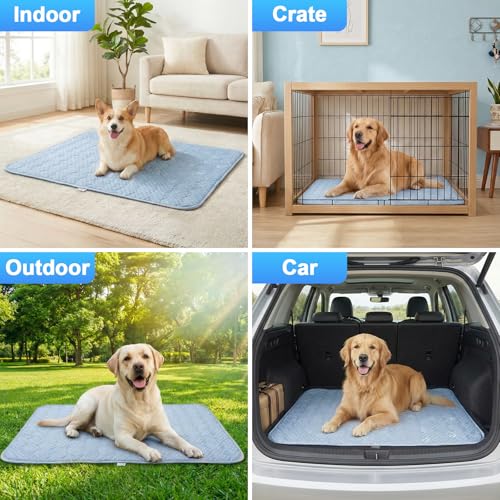 Lesguyor Dog Cooling Mat Q-MAX>0.5 Self-Cooling Mat for Dogs Crate Pad for Dogr, 2-in-1 Long-Lasting Cool Mats and Soft Ke...