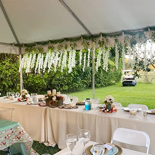 WONICE Artificial Wisteria Hanging Flowers Fake Wisteria Flower Garland Silk Vines Rattan Decor for Home Wedding Arch Wall...
