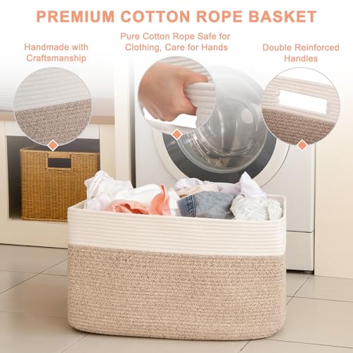 SIXDOVE 75L Large Cotton Rope Basket, Soft Toy Storage Bin for Nursery & Living Room, Decorative Blanket Basket for Bedroo...
