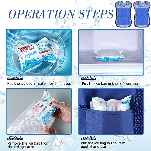 Mepase 2 Pcs Ice Cooling Vest for Men Women Teens with Ice Packs Summer Hot Weather Cooling Vest Cool Jacket with Pockets ...